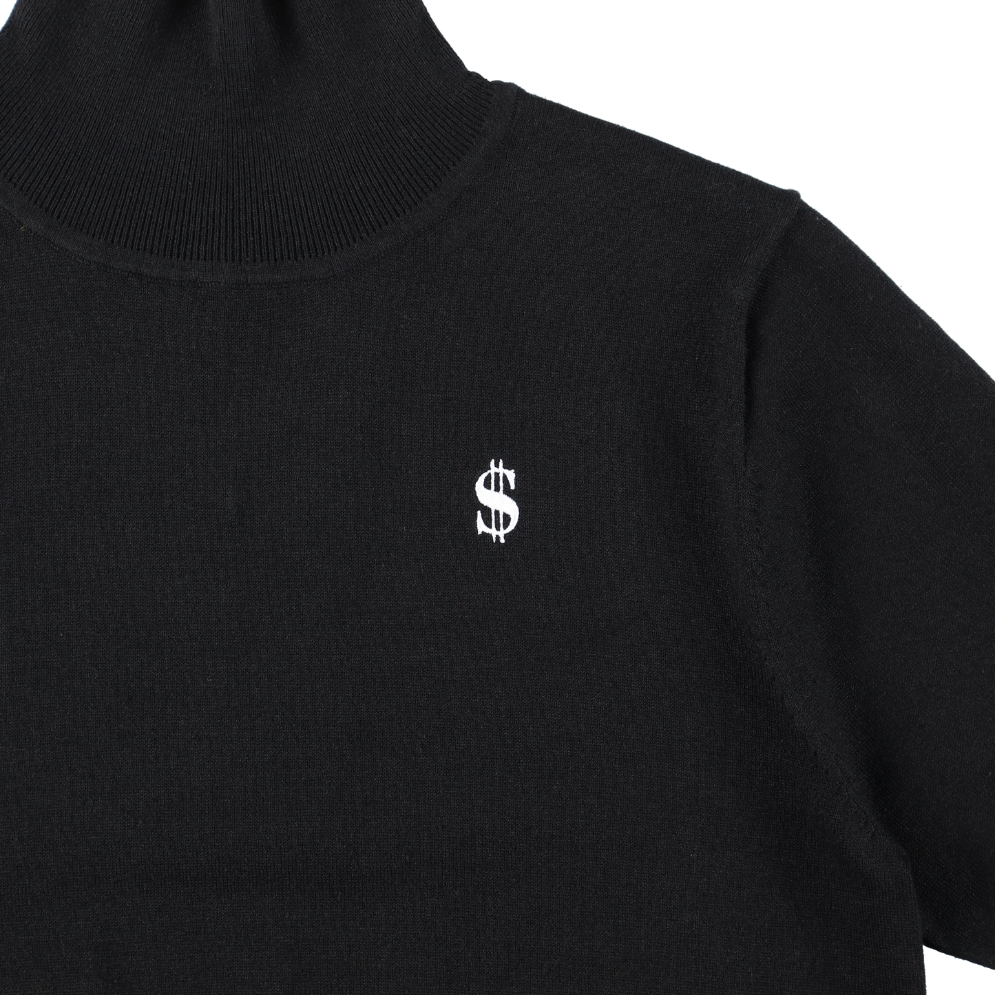 TURTLE NECK SLIT KNIT TOP (BLACK)