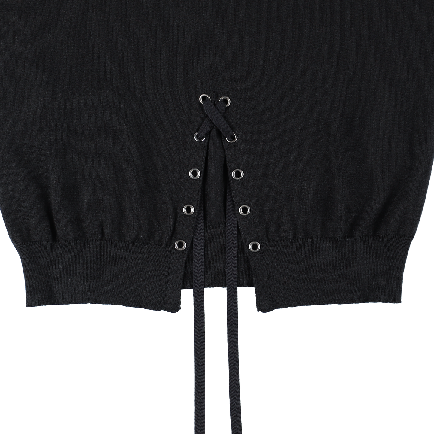 TURTLE NECK SLIT KNIT TOP (BLACK)