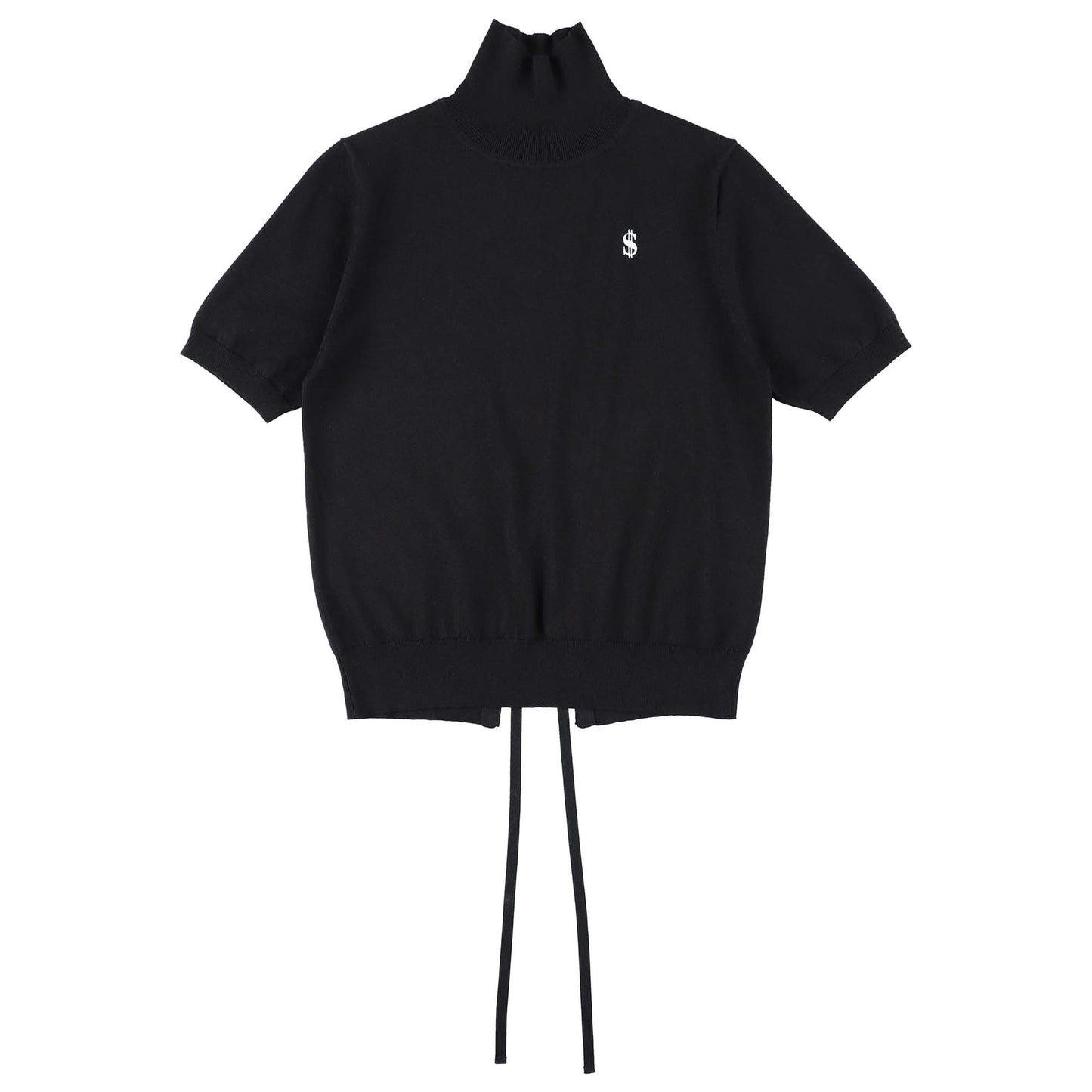TURTLE NECK SLIT KNIT TOP (BLACK)