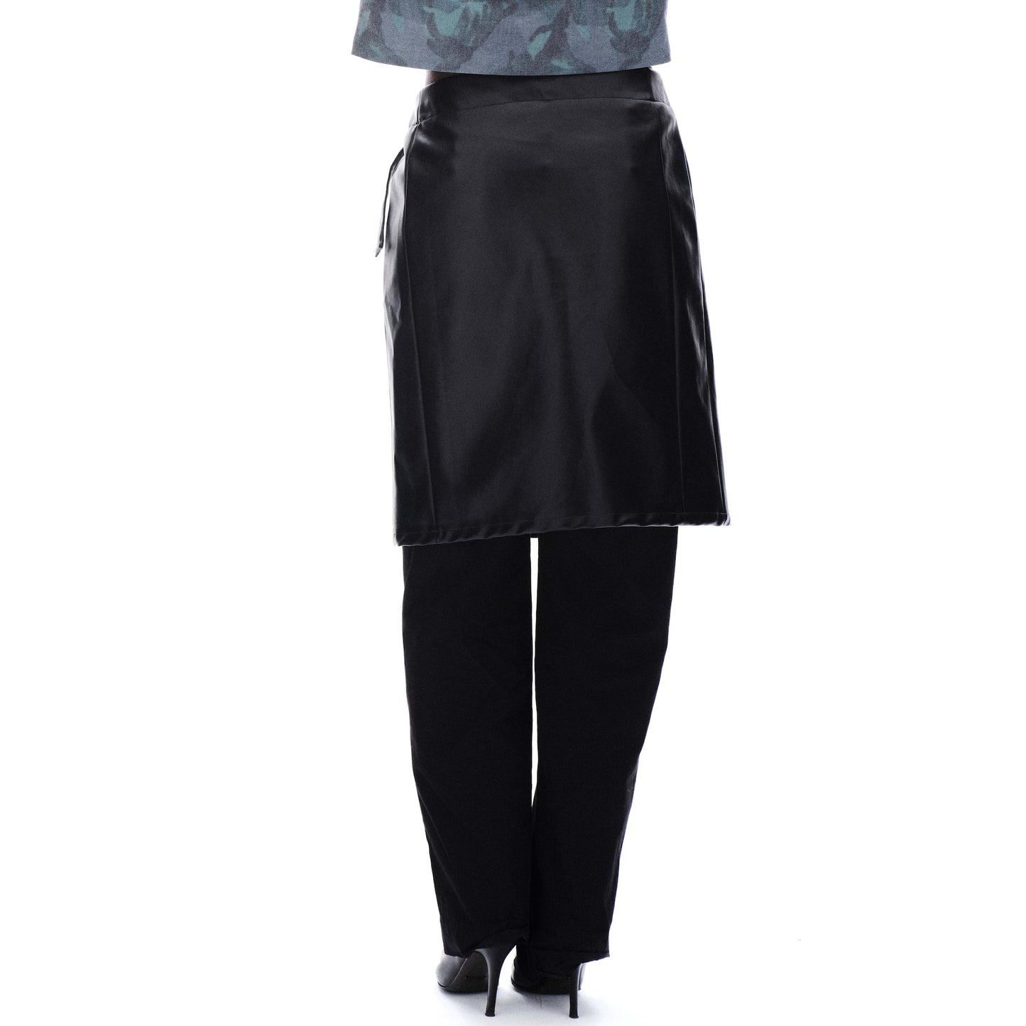 SYNTHETIC LEATHER WRAP SKIRT (BLACK)