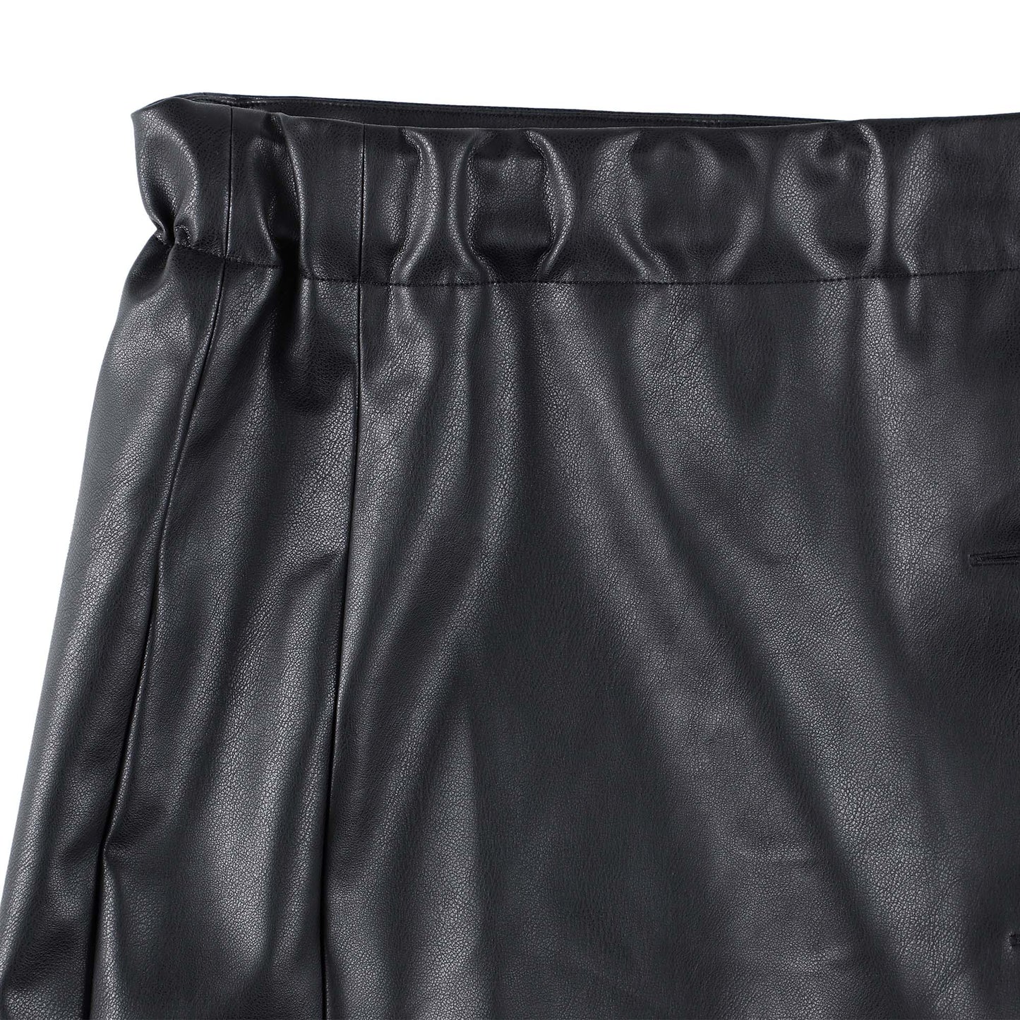 SYNTHETIC LEATHER WRAP SKIRT (BLACK)