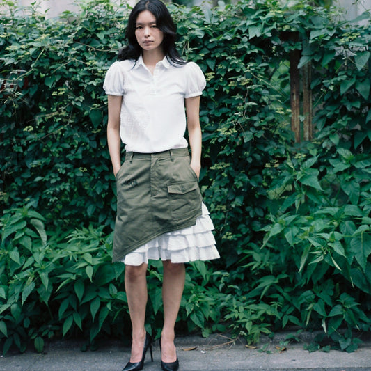 ZEBRA FRILL MILITARY SKIRT (OLIVE)