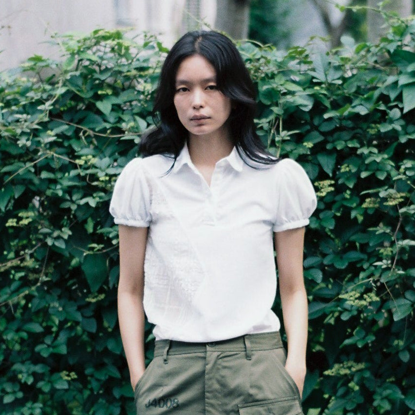 LINEN CHECK JACQUARD POLO SHIRTS (WHITE)