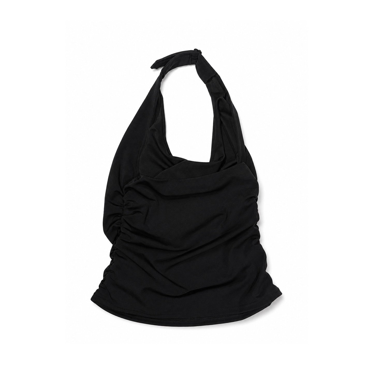 HOLTER NECK JERSEY TOPS (BLACK)