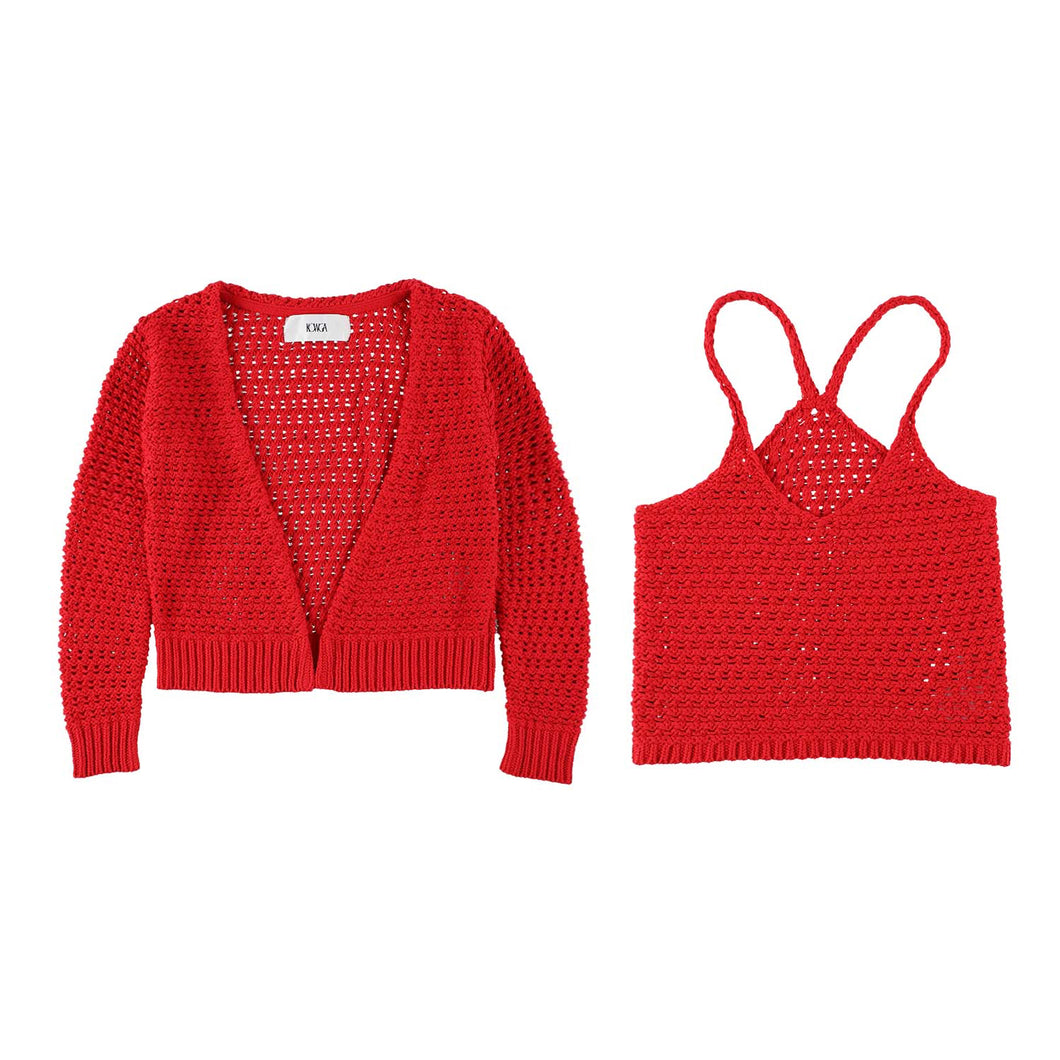 COZY KNIT TOPS SET (HOT RED)