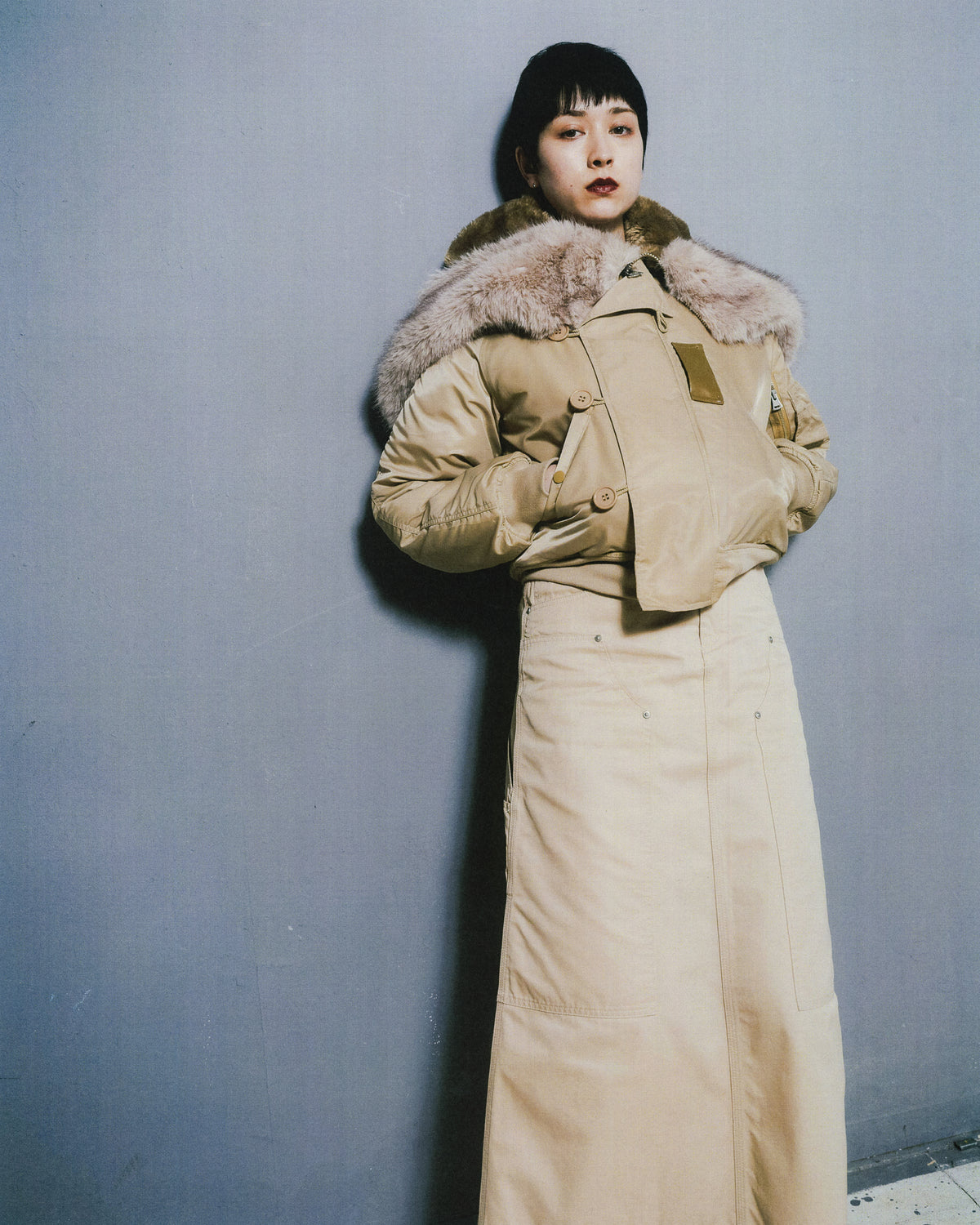 DOUBLE KNEE SKIRT (BEIGE)