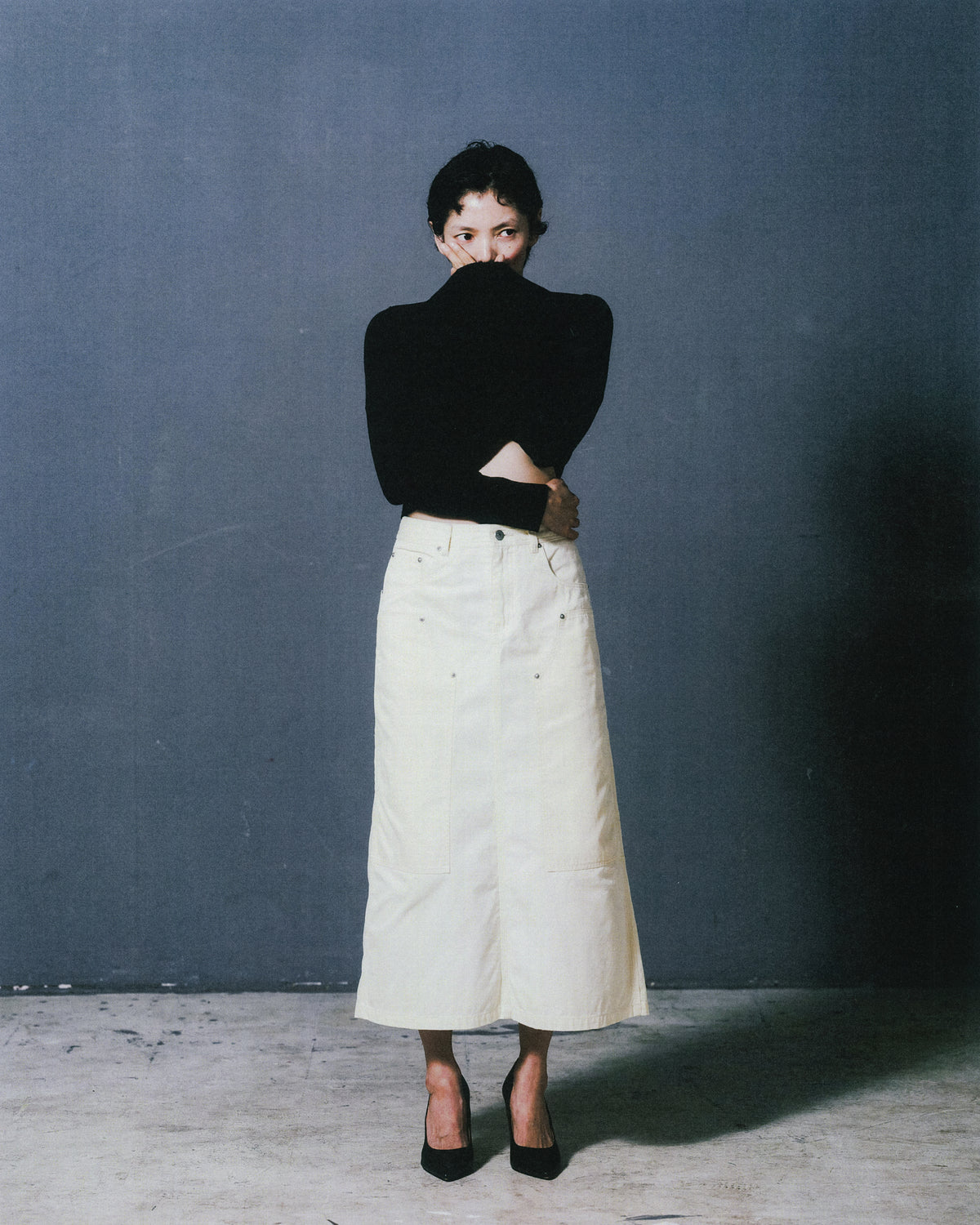 DOUBLE KNEE SKIRT (OFF WHITE)