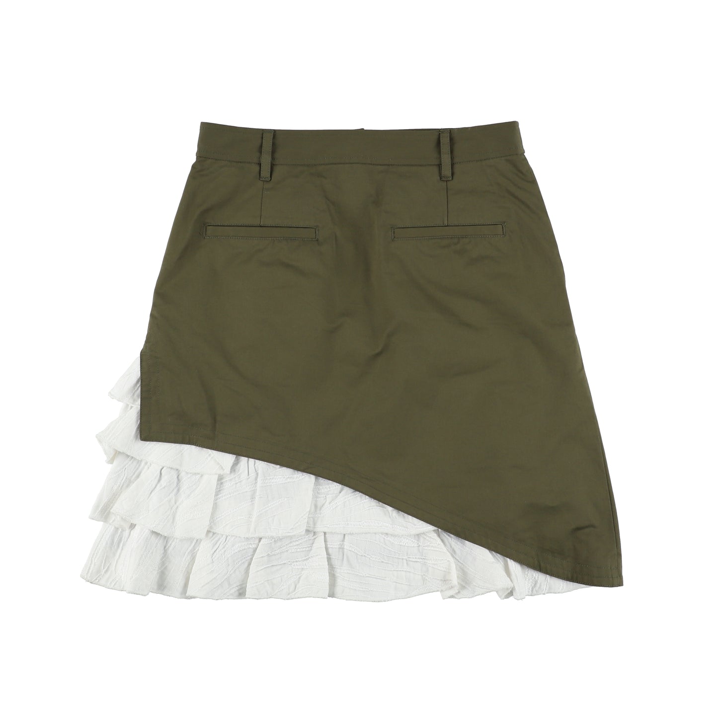 ZEBRA FRILL MILITARY SKIRT (OLIVE)