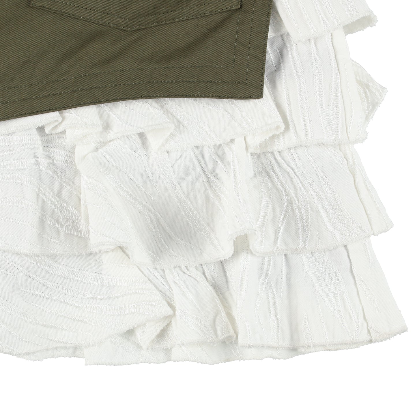 ZEBRA FRILL MILITARY SKIRT (OLIVE)