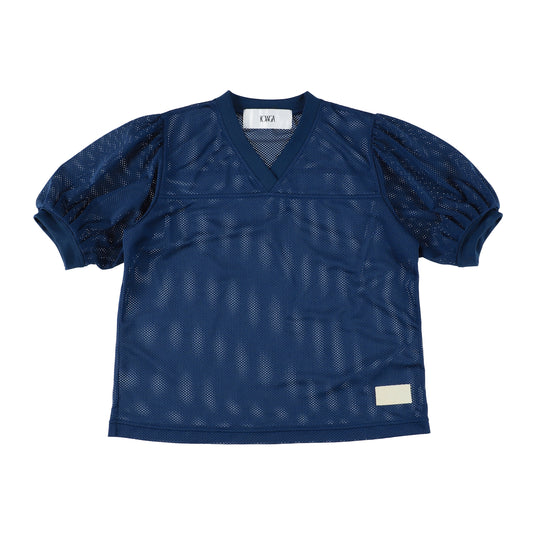 MESH PUFF SLEEVE TOPS (NAVY)