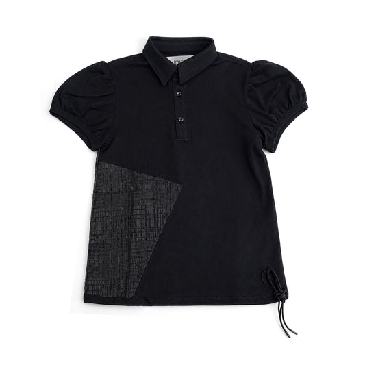 LINEN CHECK JACQUARD POLO SHIRTS (BLACK)