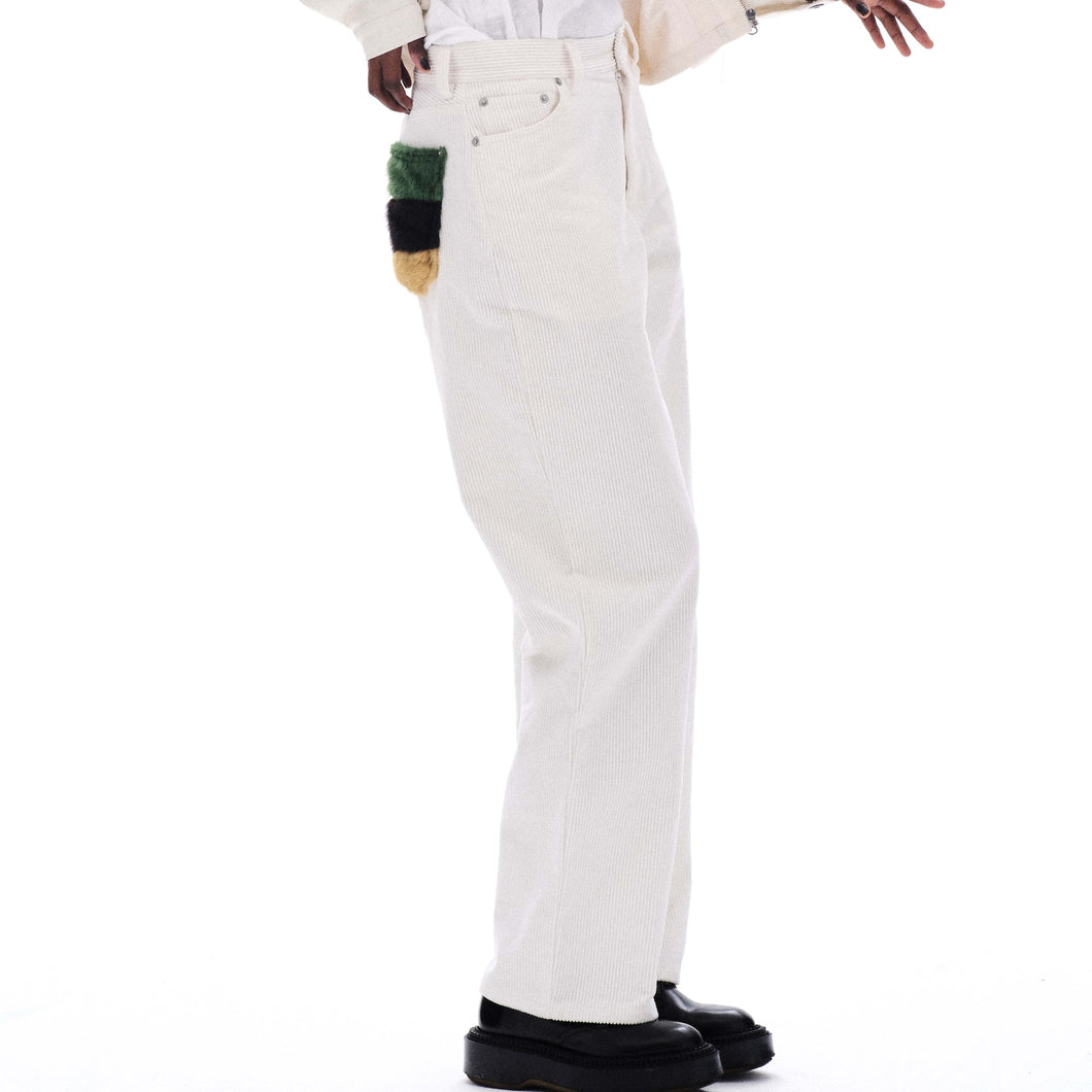 CORDUROY STRAIGHT PANTS (WHITE)