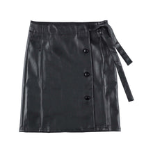 画像をギャラリービューアに読み込む, SYNTHETIC LEATHER WRAP SKIRT (BLACK)
