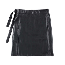 画像をギャラリービューアに読み込む, SYNTHETIC LEATHER WRAP SKIRT (BLACK)
