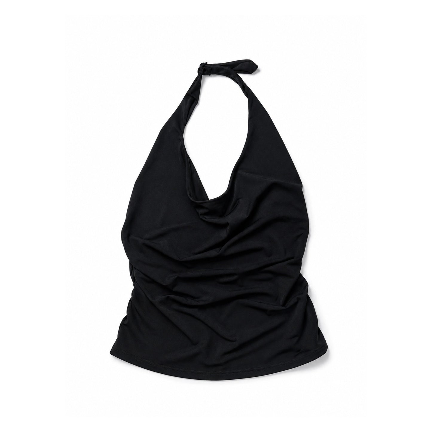 HOLTER NECK JERSEY TOPS (BLACK)